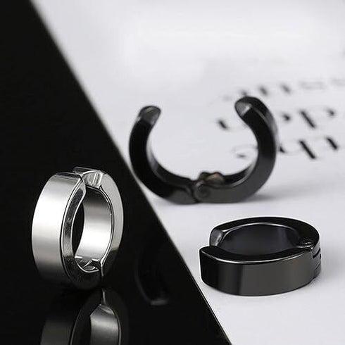 316L Surgical Steel Clip On Men Women Hypoallergenic Non-piercing Hoop Earrings